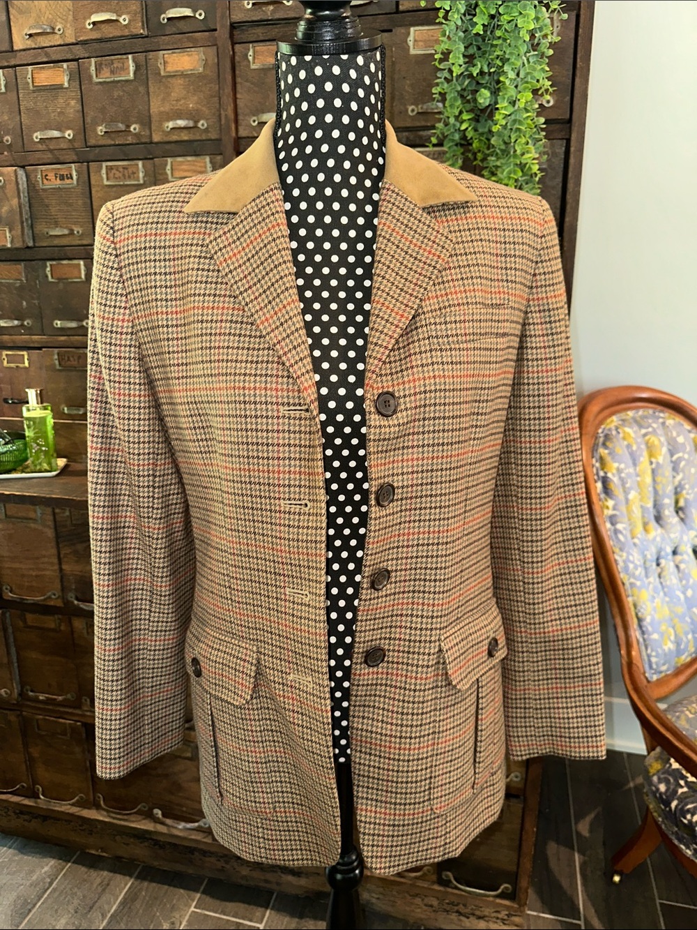 Evan Picone Houndstooth Wool Blazer